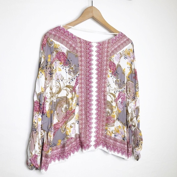 Free people catch me if you can button-down floral, kimono, BoHo blouse. - Picture 7 of 14